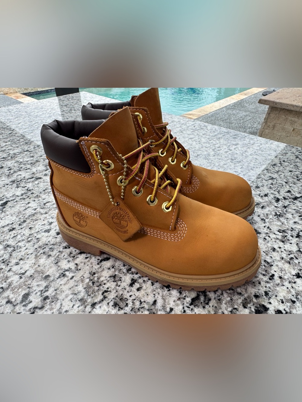 Timberland Wheat Nubuck Work Boots with Gold Hardware